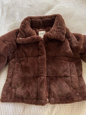 Abercrombie & Fitch Brown Fuzzy Puffer Jacket S